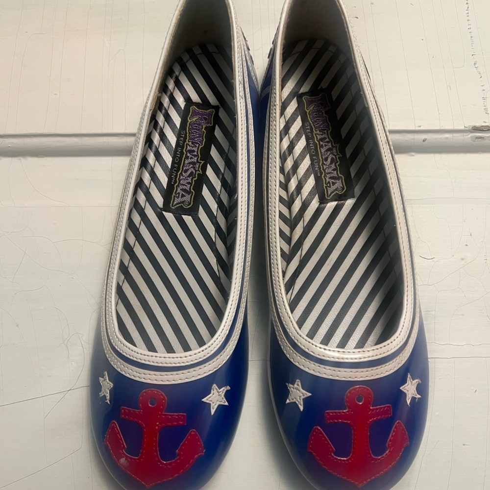 Funtasma Nautical Blue Flats with Red Anchors